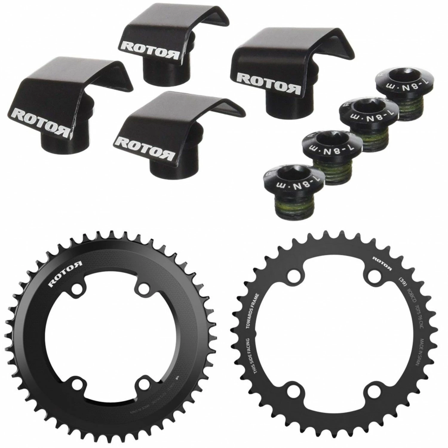Plateaux Rotor Aero Pour Pédalier Shimano R9100 & R8000 Avec Kit De Visserie 1 Plateaux Rotor Aero Pour Pédalier Shimano R9100 & R8000 Avec Kit De Visserie