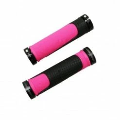 Marque Poignee Vtt Progrip 997 Double Densite Open End Avec Lock On Noir-Fuschia 130Mm (Livre Avec Embouts) (Paire)