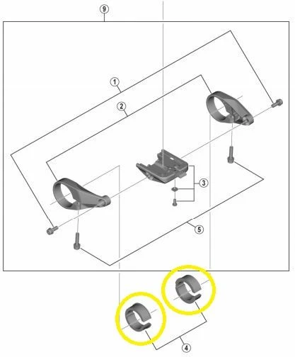 Shimano - Entretoises Pour Le Montage Du Support D'écran Sur Guidons 25,4 Mm 1 Shimano - Entretoises Pour Le Montage Du Support D'écran Sur Guidons 25,4 Mm
